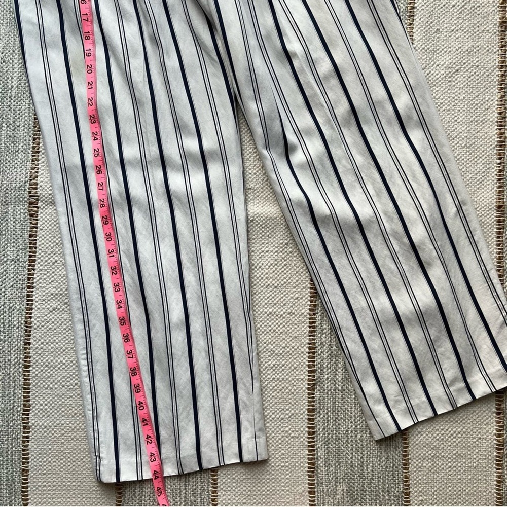 Vince Dobby Blue White Striped Wide Leg High Rise Belted Pants Women’s Medium - Picture 4 of 11